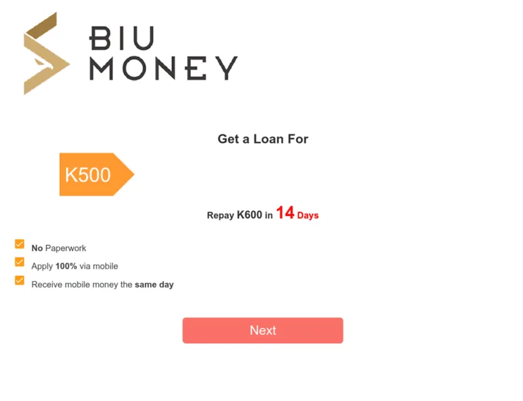 Biu Money Loan in Zambia